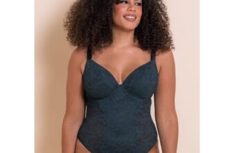 Curvy Kate Logo All Night Lace Plunge Body Denim Blue