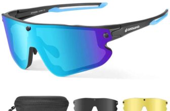 Cycling Sunglasses with Replaceable Magnetic Polarised UV400 Lenses – Silver B 5.6×1.7 inch