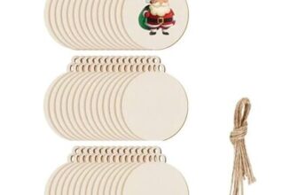 DARENYI 100 Pcs Blank Christmas Bauble Natural Wood Slices