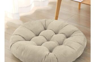DAWNTREES Floor Pillow, round 55x55x10 Cm, Gray/Beige