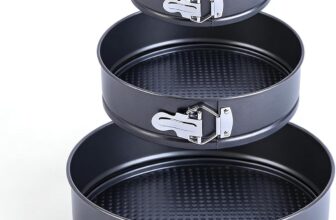DDUP Carbon Steel Cake Pan Set, 3-Piece (18/20/22 cm), Non-Stick & Leak-Proof with Removable Bottom, Professional Bakeware for Cheesecake, Quiche, Tart, and Gateaux