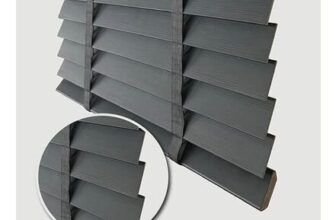 DEAL STACK – Dark Grey Faux Wood Venetian Blinds, 50mm Slats, 90x213cm