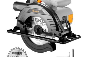 DEKOPRO 1200W High-Power Saw with 165mm 24T Blade, 4800 RPM, Max Cut Depth 55mm – Sold by DEKO-EU / FBA