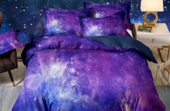 DJY 3D Galaxy Duvet Cover Sky Universe Star Bedding Set Double Size Soft Microfiber Purple Duvet Set 3D Bedding with Zipper Closure for Kids Teens Adults (3PCs 200x200cm)