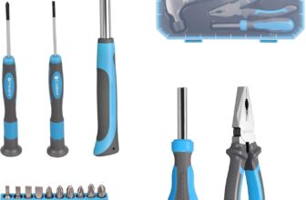 DOMINOX 25 Piece General Household Tool Set with Plastic Storage Toolbox, tool box for Home, Garage, Office