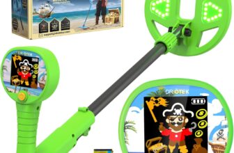 DR.ÖTEK Kids Metal Detector Innovative Color LCD Display, 17cm LED-Lit Coil, Adjustable & Ultra-Lightweight Metal Detector Kids, Child-Safe Rounded Design for Ages 3-12, Green