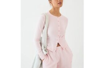 DSGN Studio Crew Neck Button through Long Sleeve Top