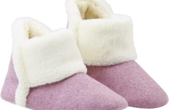DUNLOP Womens Slippers, Fluffy Slipper Boots With Memory Foam Insoles