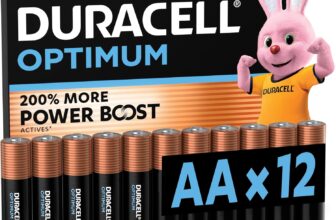 DURACELL Optimum AA Batteries (12 Pack) Alkaline Batteries 1.5V 200% More Power Boost Actives Meets Demands Of Modern Devices 100% Recyclable, 0% Plastic Packaging MX1500