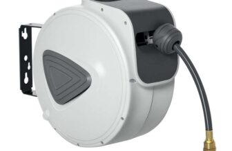 DURHAND Retractable Air Hose Reel, Wall Mount Auto Rewind Hose- Reel, 10m 90cm Diameter