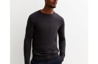 Dark Grey Slim Fit Crew Neck Jumper