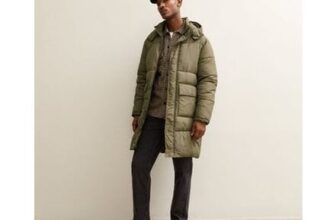 Dark Khaki Regular Longline Puffer Jacket