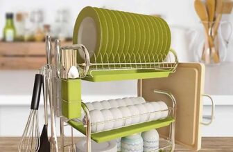 Darphe 3-Tier Green Dish Drying Rack with Cutlery Holder, Space-Saving Kitchen Organizer – Sold & Shipped by Kabinet Limited