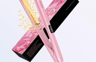 Dekuri 2 in 1 Hair Straightener and Curler, Smooth Titanium Plate,30s Fast Heat Flat Iron, 120-230 LCD Display, Ionic Hair Straighteners for Women(Pink)