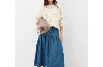 Denim Midi Skirt Blue