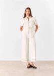Denim Pintuck Belted Jumpsuit