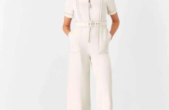 Denim Pintuck Belted Jumpsuit