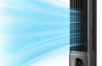 Desktop Tower Fan, Portable Bladeless Desk Fan with 3 Speeds Adjustable, 10 in Air Cooler Small Fan Quiet Table Fan for Bedroom Office Home Outdoor