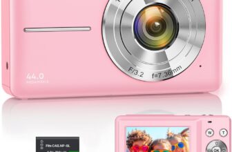 Digital Camera 1080P 44MP Vlogging Camera for Kids Teens, FHD Compact Portable Photo Camera with 2.4 Screen 16X Zoom, Anti-shake Mini Camera for Beginners Students Boys Girls-PinkNo SD Card)