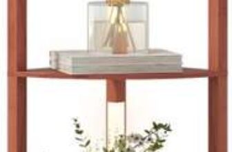 Dimming LED Floor Lamp with Shelves, Brown – Sold & Shipped by MH STAR UK LTD