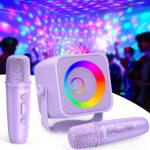 Dislocati Karaoke Machine 2 Microphones for Kids and Adults, 3-15 Year Old Girls Gifts Bluetooth Microphone for Singing Kids Toys for 3-15 Year Old Girls Birthday Presents for Teenage Girl