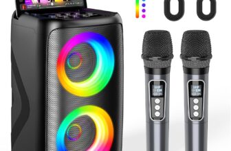 Dislocati Karaoke Machine, Portable Bluetooth Karaoke Machine 2 Microphones for Adults & Kids with Lights, Vocal Removal,PA System Supports USB/TF/AUX for Home Party Outdoor Birthday Gifts