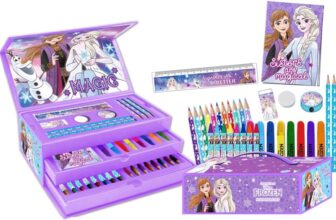 Disney Frozen Kids Girls 44 Pieces Colouring Case With Pens Pencils Crayons Christmas Toy Gift