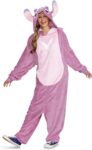 Disney Lilo & Stitch Angel Jumpsuit for Adults, Officially Licensed Disney Lilo & Stitch by Disguise, Features Detailed Fabric Hood with Dimensional Ears, in Size S/M and L/XL