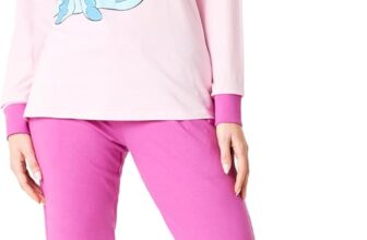 Disney Stitch Womens Pyjamas Set Nightwear Eeyore Minnie Mouse Long PJs Lounge Wear Women Teenagers S-2XL Stitch Gifts