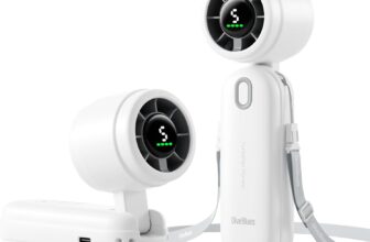 Diveblues iTurbo High-Speed Portable Handheld Turbo Fan, LED Display, 2000mAh Rechargeable Battery, 5 Wind Speeds, Up to 6H Runtime, Mini Fan for Travel, Commute, Outdoor, Gifts for Women Men