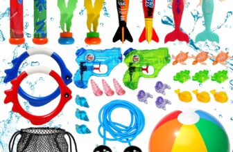 Diving Pool Toys for Kids, 32Pcs Swimming Pool Toys Set, Water Toys for Kids Including Pool Sinkers, Diving Toys, Water Gun and Beach Ball, Summer Diving Games for Kids age 3 4 5 6 7 8 9 10 11 12
