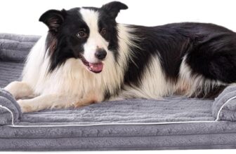 Dog Bed Sofa Orthopedic: Removable Washable Dog Beds Medium – Soft Plush Fabric – Waterproof Dog Pillow and Non-Slip Botto Grey (90 x 60 x 17 cm)