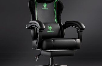 Dowinx Gaming Chair for Adults With Footrest, Ergonomic High Back Leather Chair With Pocket Spring Cushion, Massage Lumbar Support – 200kg Black & Green