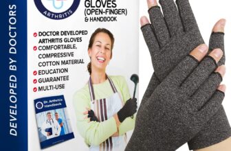 Dr.Arthritis Compression Gloves For Women & Men W/Doctor Handbook – Open Finger Arthritis Gloves For Carpal Tunnel Relief, Hand Pain & Raynaud Support