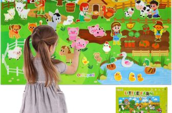 Dr.Rapeti 43×28 inch Felt Story Board Set, Animals Flannel Board, 41Pcs Felt Animals Toys, Preschool Learning Interactive Storytelling Teaching Play Activity Kits
