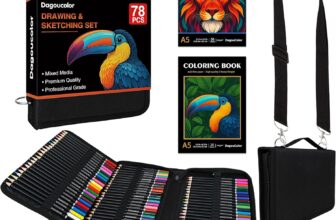 Drawing Pencils in Shoulder Bag, 76 Colored Pencils Drawing Kit, Sketching Set with 3-Color Sketchbook, Coloring Book, Art Supplies for Artists Beginners Professionals Drawing Media