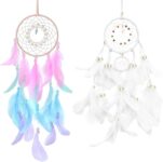 Dream Catcher for Girls Boys, 2PCS Handmade Dreamcatcher, Wall Hanging Dream Catcher Kit with Feathers, Boys Girls Bedroom Accessories, for Bedroom Living Room Home Decor, Gift for Christmas