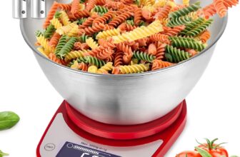 Duronic KS5000RD/SS Digital Kitchen Scales Electronic Kitchen Scale with Bowl Measuring Weighing Scales Baking Scale for Cooking Baking Postal Pet Food Measurement Baker Weight