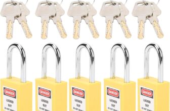 -Duty Yellow Loto Padlock Set 5-Piece Lockout Tagout Kit with 38mm Cylinder Locks, Keyed Alike, for Industrial & Machinery Compliance