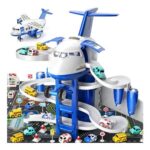 Dyzi Aeroplane Race Track Toy with 8 Cars and Lights