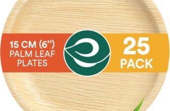 ECO SOUL Palm Leaf Plates 6(15cm) Round (25 Count) Small Bamboo Plate Eco Friendly, Biodegradable, Compostable Heavy-Duty Plate, Disposable Plates for Dinner, Party & Events