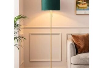 EDISHINE Modern Floor Lamp, Green Velvet Shade, 57-Inch Tall