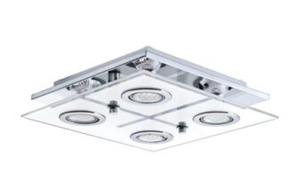 EGLO Cabo Ceiling Light with 4 LEDs 29x29cm – Chrome & Satin