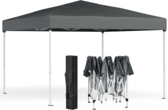 EXCLUSIVESongmics 3m x 3m Pop Up Gazebo & Carry Bag (Dark Grey / Beige) W/Code