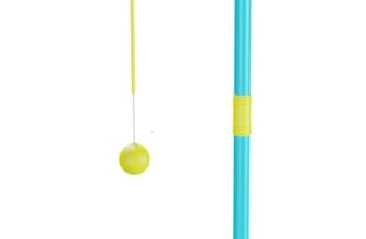 Early Fun All Surface Junior Swingball Set, For ages 3, Introduction to Swingball, Foam Ball and little hands bats, Tangle Free Top Spinner, All Surface Base, Blue and Yellow, 36 x 46 x 10 cm