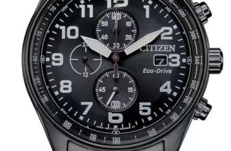 Eco-Drive Chronograph 43mm Exclusive Mens Watch – Black