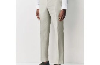 Ecru Tailored Fit Linen Blend Texture Suit Trousers