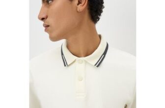 Ecru Tipped Polo Shirt Blue