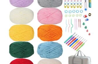 Eidoct Crochet Kit for Beginners with 10-Color Yarn, Hooks, Markers