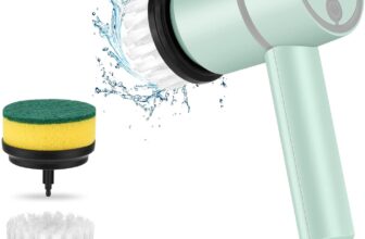 Electric Spin Scrubber Cleaning Brush – Portable Cordless Electric Shower Scrubber with 2 Replaceable Brush Heads Powerful Shower Cleaning Brushes For Bathroom Tub, Kitchen, Tile, Window, Dish, Sink